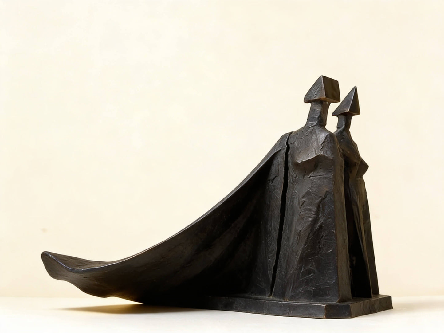 Abstract Cloaked Figures Bronze Sculpture