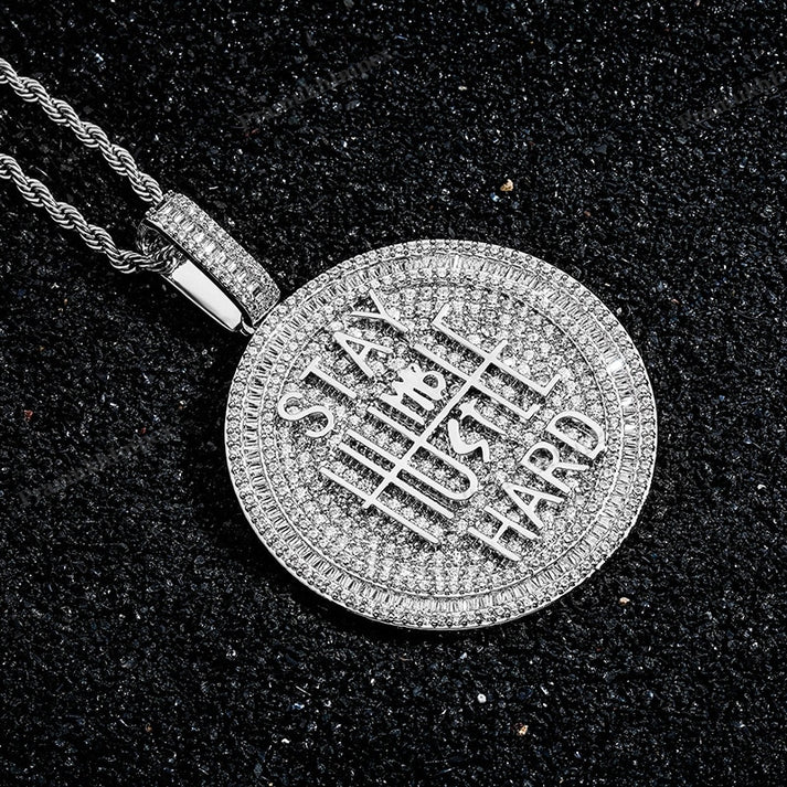 Hip Hop Silver Moissanite Hustle Pendant