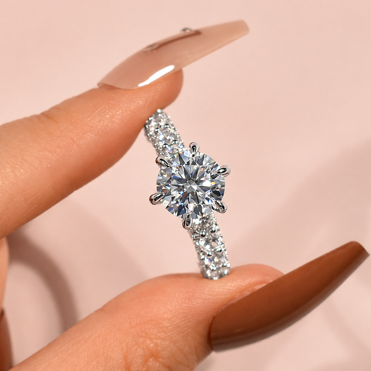 Gorgeous Pave Round Cut 3.0ct Engagement Ring In Sterling Silver
