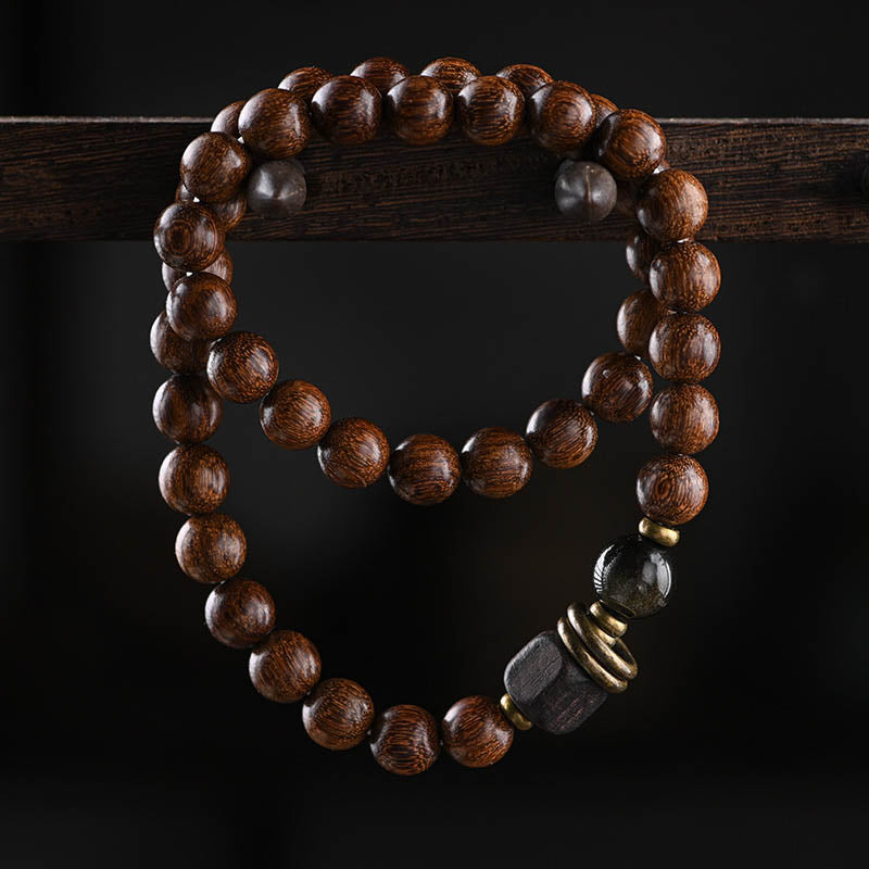 Gold Silk Sandalwood Mala Beads Buddhist Bracelet