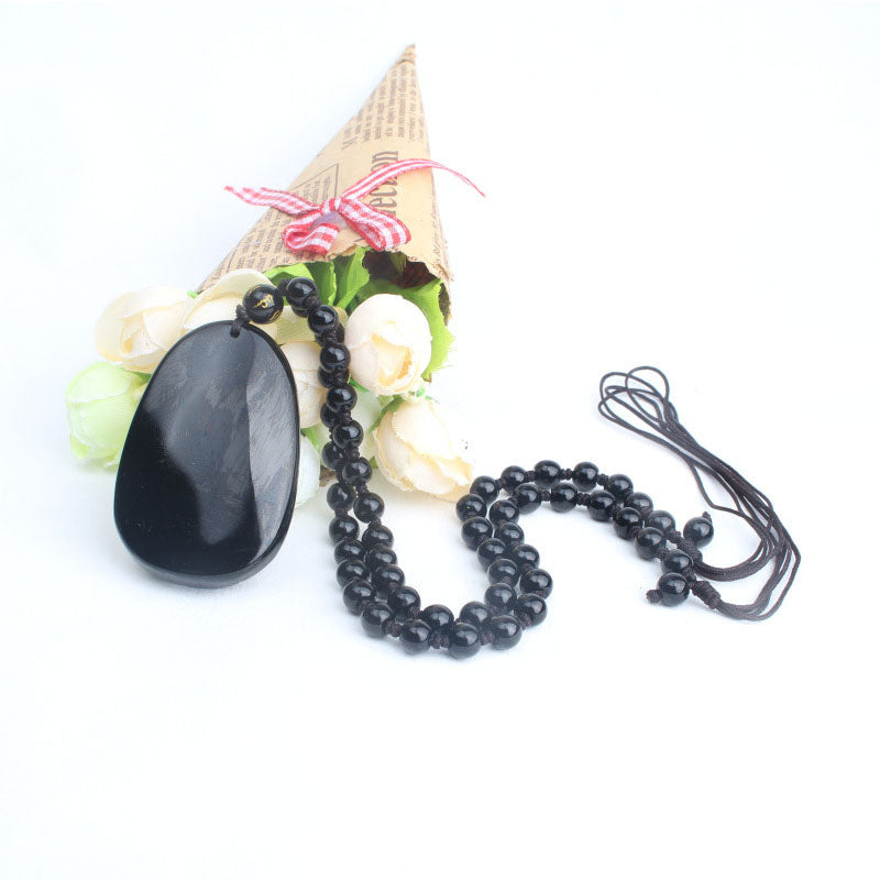 Black Obsidian Buddha  Necklace for Protection