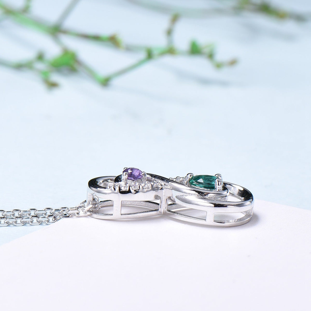Vintage Emerald Necklace Unique Unique Infinity Amethyst Style Pendant Dainty Eternal Amethyst Emerald Pendant Best Anniversary gift women
