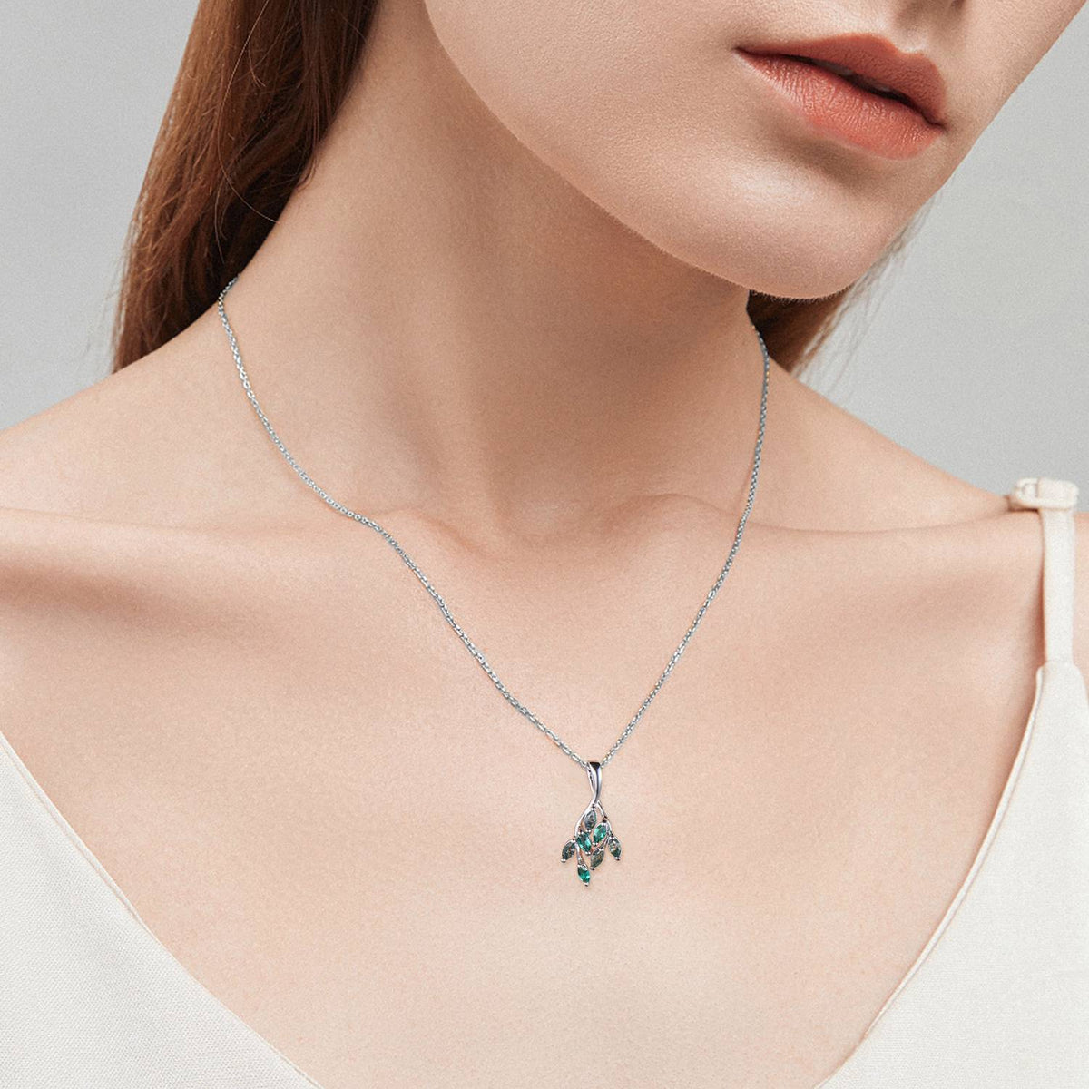 Vintage Moss Agate Necklace Unique Marquise Green Agate Leaf Style Pendant Dainty Branch Guard Emerald Pendant Unique Anniversary gift women