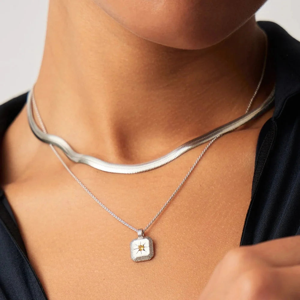 November Birthstone Pendant Necklace | Sterling Silver/Citrine