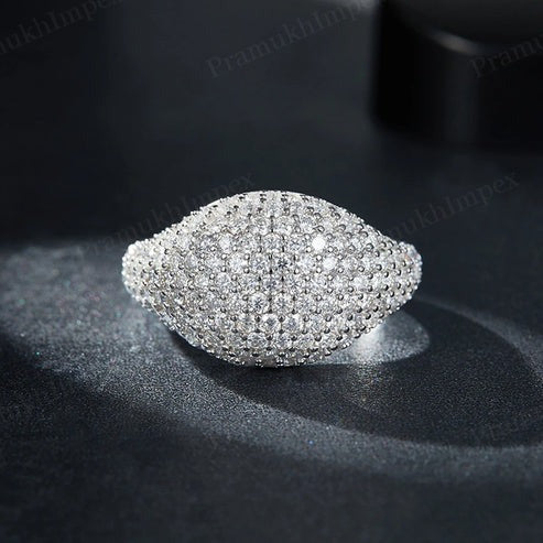 Round Cut Handmade Moissanite 925 Silver Dainty Signet Ring For Men's