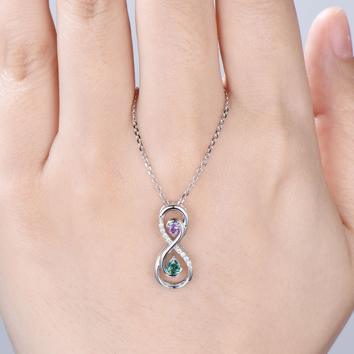 Vintage Emerald Necklace Unique Unique Infinity Amethyst Style Pendant Dainty Eternal Amethyst Emerald Pendant Best Anniversary gift women