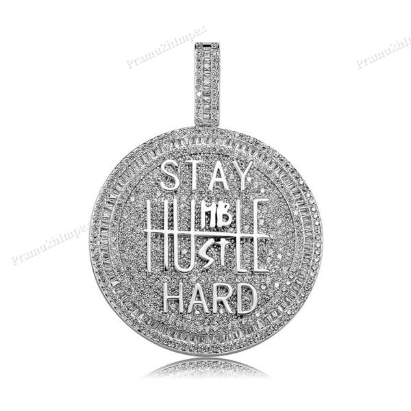 Hip Hop Silver Moissanite Hustle Pendant