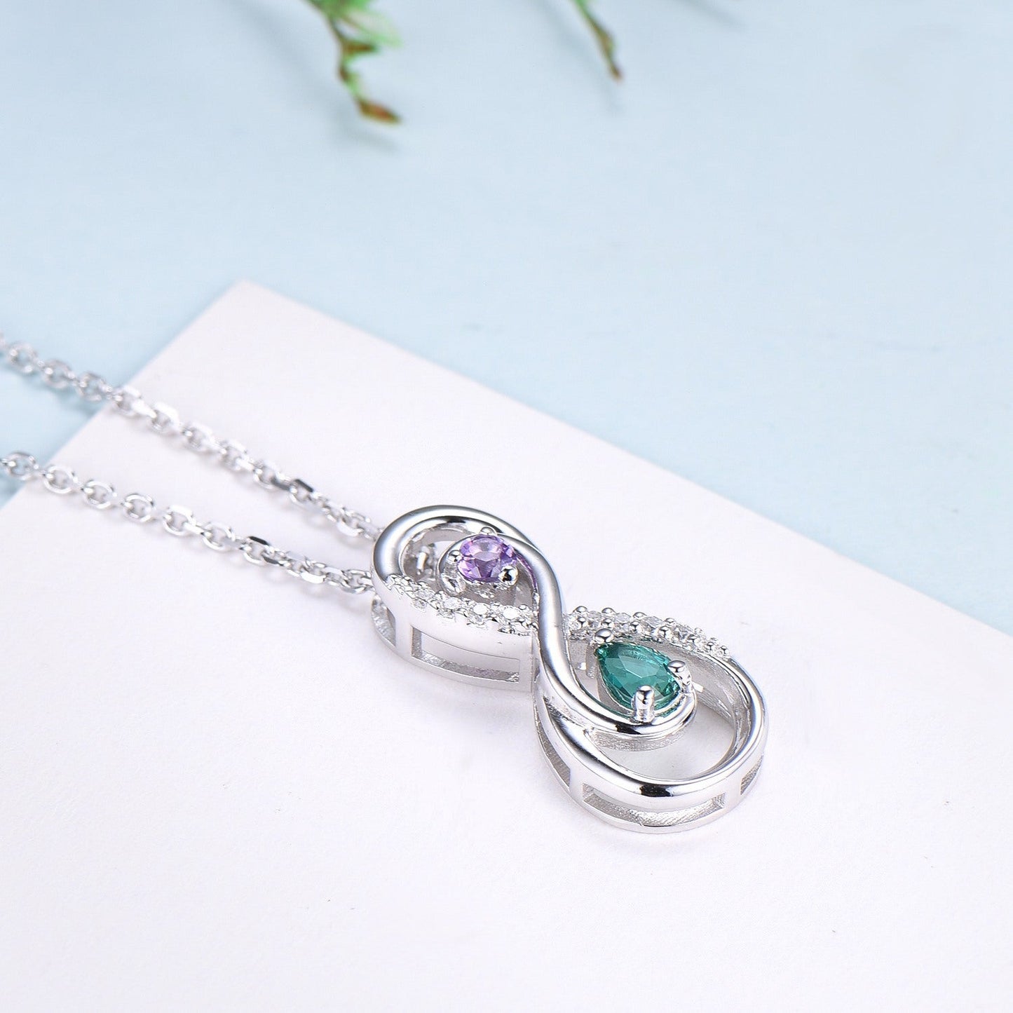 Vintage Emerald Necklace Unique Unique Infinity Amethyst Style Pendant Dainty Eternal Amethyst Emerald Pendant Best Anniversary gift women