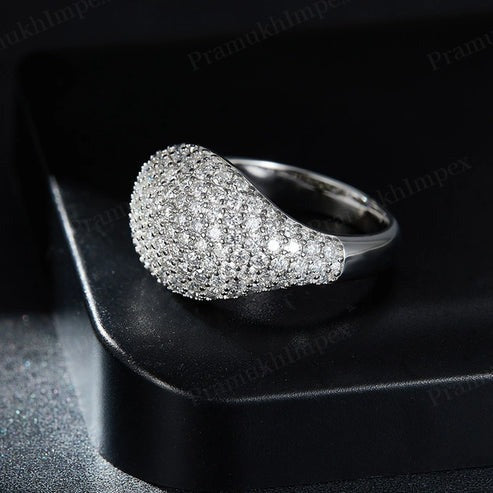 Round Cut Handmade Moissanite 925 Silver Dainty Signet Ring For Men's