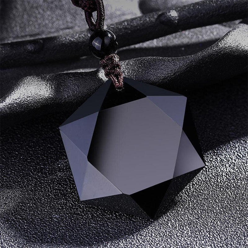 Six-Pointed Star Black Obsidian Protection Necklace