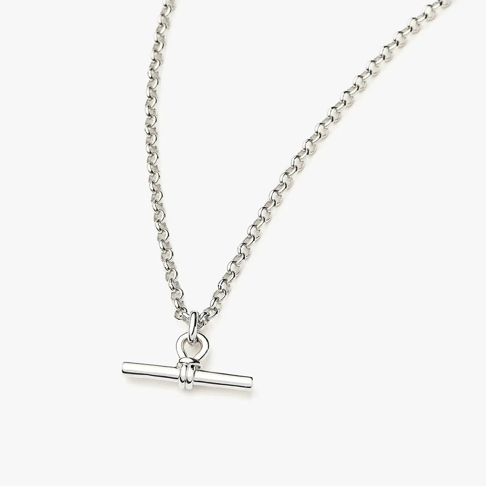 The T-Bar Link | White Gold Plated Chunky Silver Chain Necklace