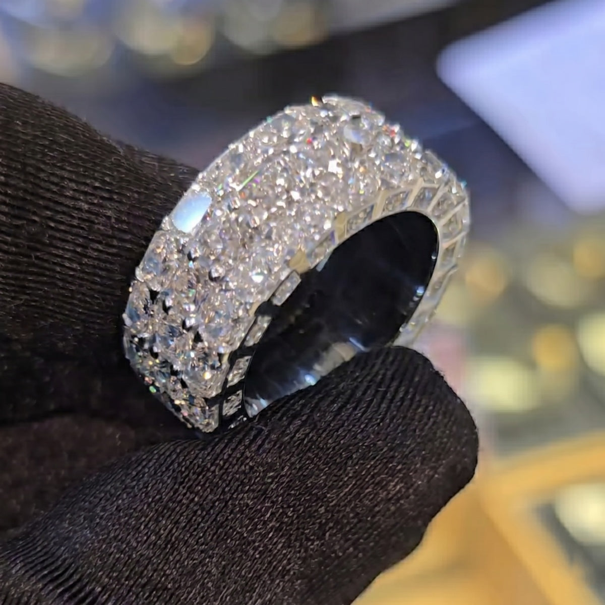 The "Monarch" Gold Multi-Row Diamond "Cigar" Statement Band