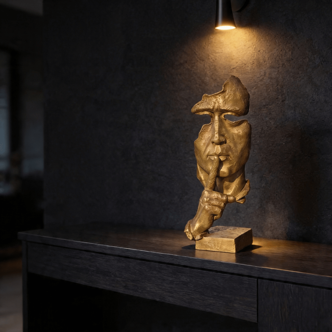 THE SILENCE | Abstract Bronze Face Sculpture