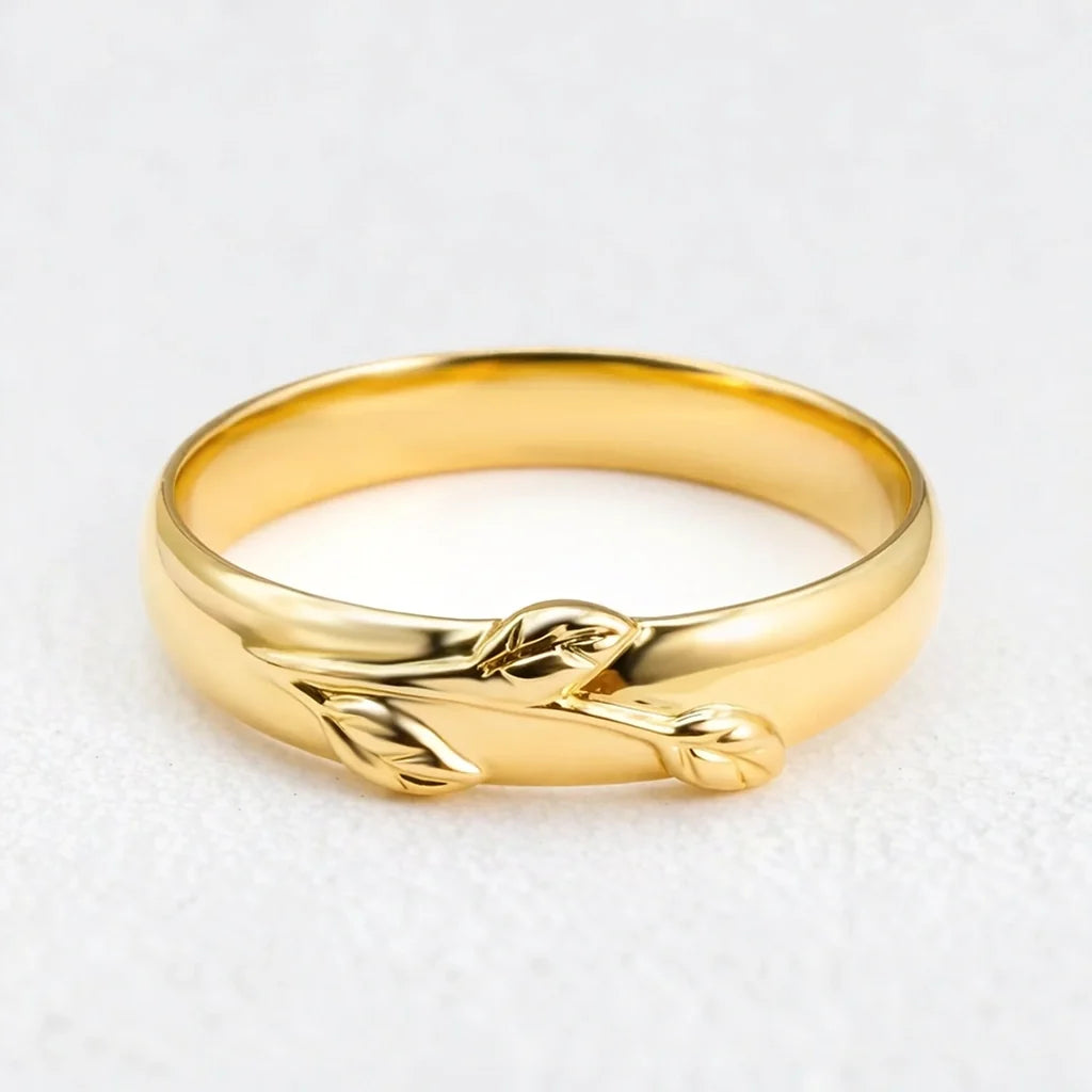 Zinnia’s Meadow | Oval Cut Moss Agate Leafy Gold Couple Ring Set 3pcs