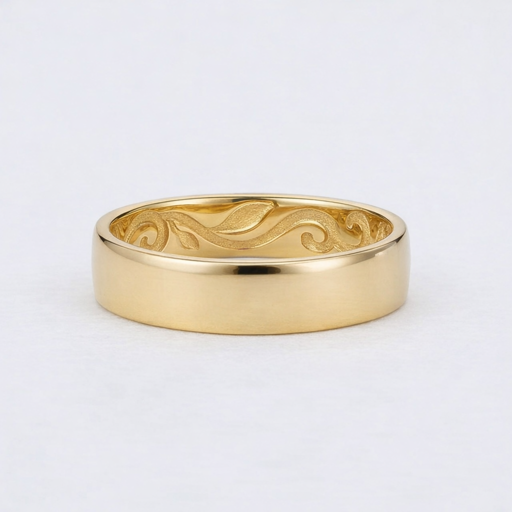 Moss Trace | Inner Engraved Moss Agate Men's Wedding Band