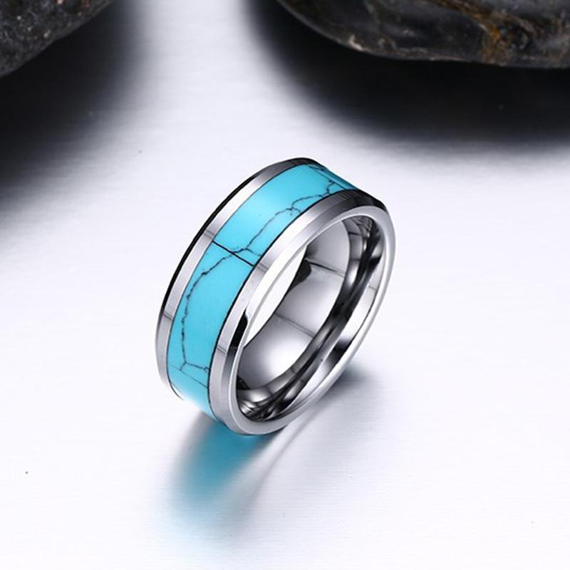 Natural Turquoise Tungsten Ring
