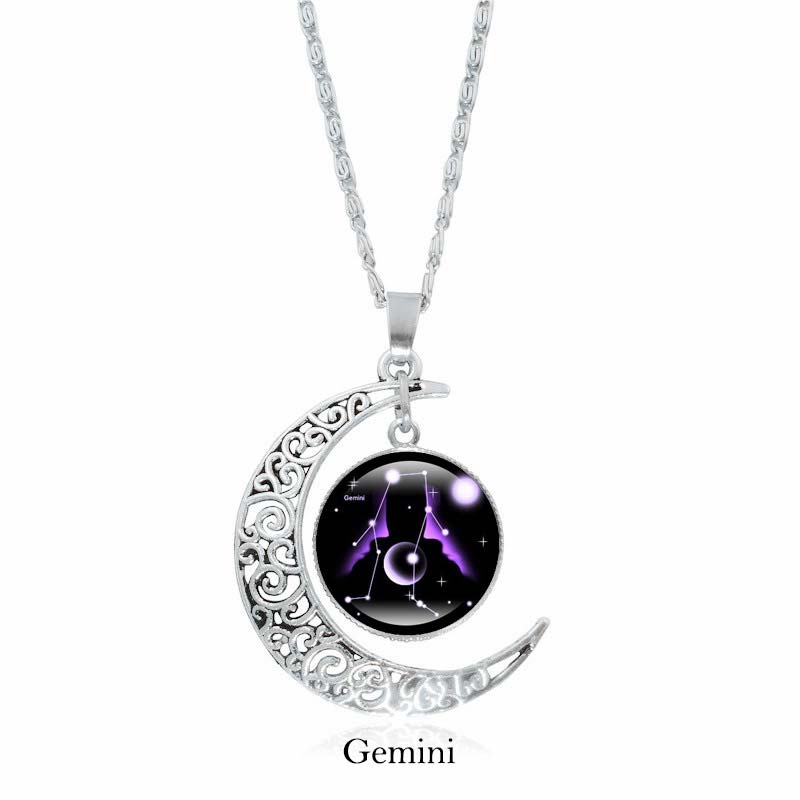 Fortune Jewel 12 Constellations of the Zodiac Moon Protection Necklace Chain Pendant