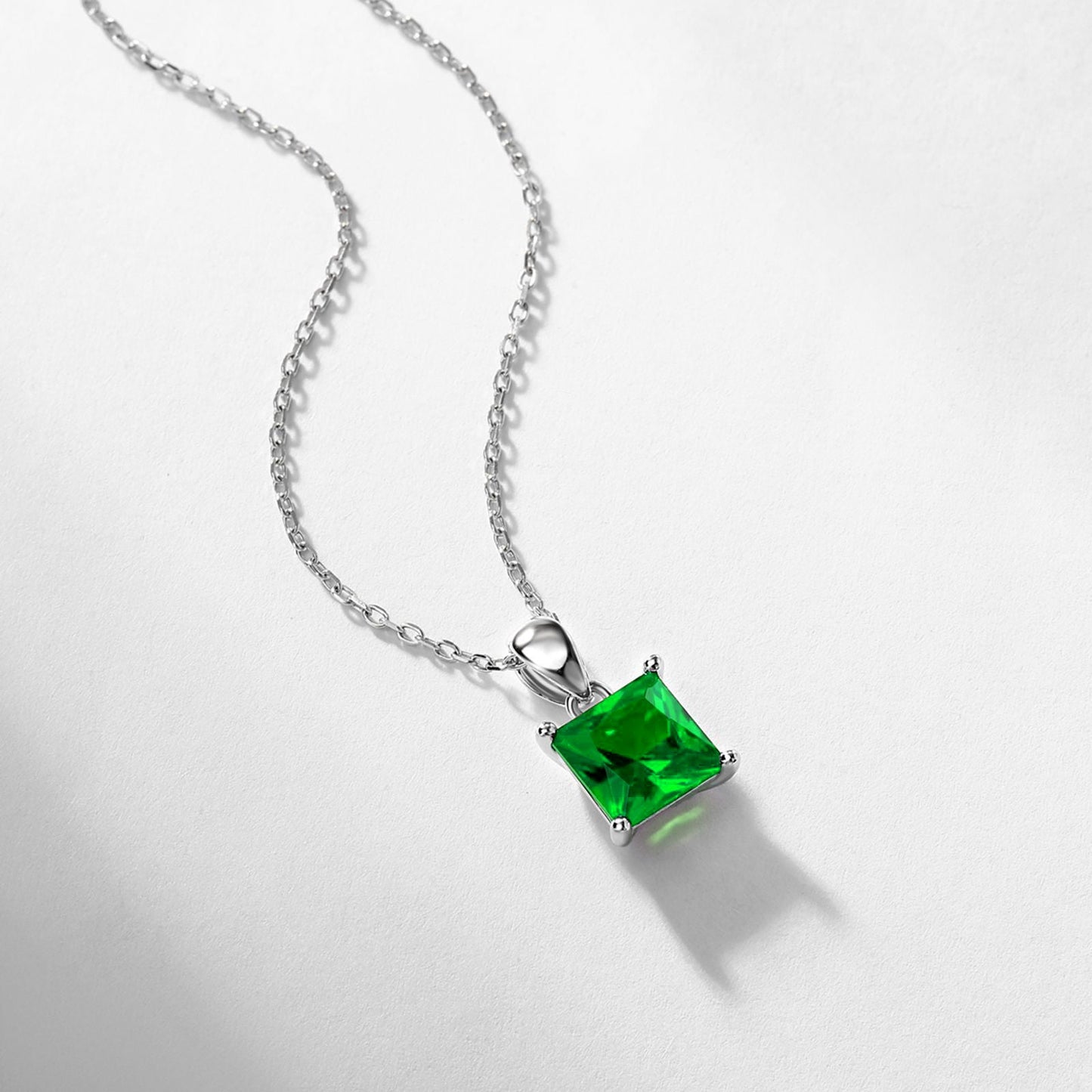 Princess Cut Emerald Necklace