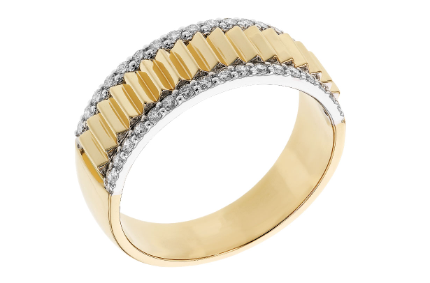 14KY Ribbed Diamond Fashion Ring