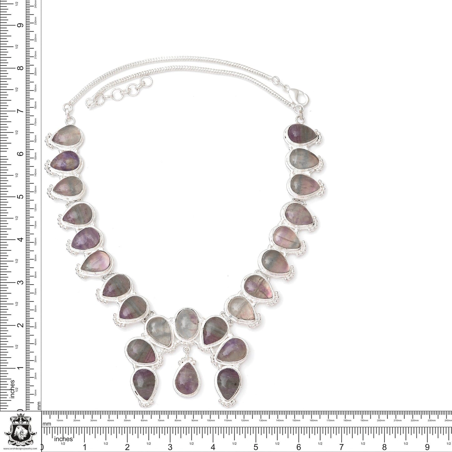 Durham UK Mined Fluorite Squash Blossom Statement Necklace BN26