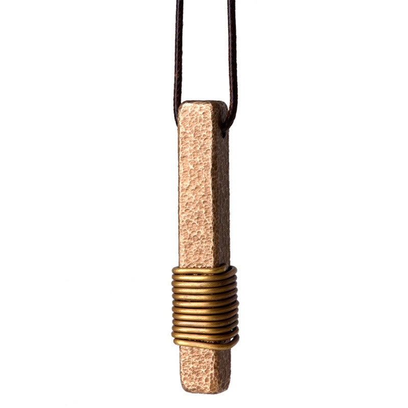 Fortune Jewel Vintage Textured Design Brass Copper Wealth Necklace Pendant