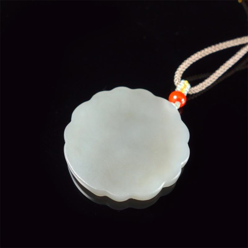Fortune Jewel White Jade Peacock Protection Blessing Necklace Pendant