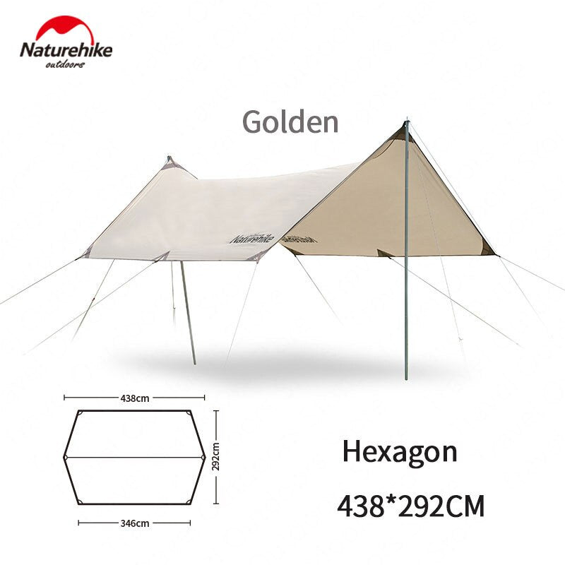 Naturehike GIRDER Series Sun Shelter Awning Canopy Tarp Tent in Classic Silver Coated & Double Sided Black Vinyl Glue + Silver Coating UV Sun Shade Tarp