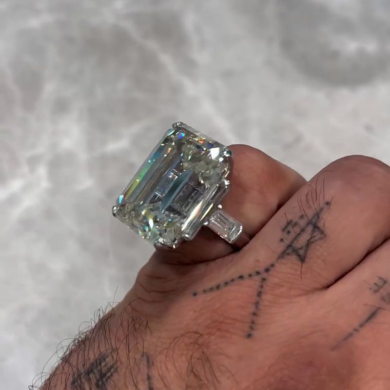 15ct Emerald Cut White Sapphire Luxury Handmade Sterling Silver Men’s Ring