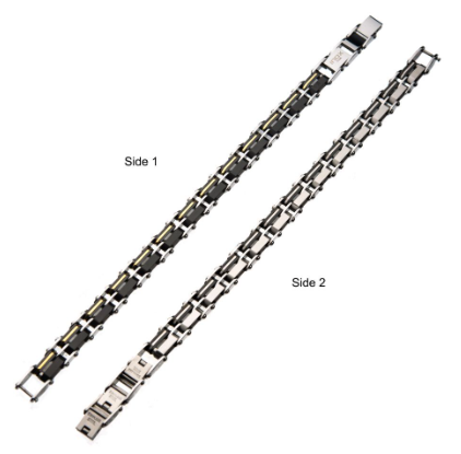 Stainless Steel Gold Plated & Black Plated Reversible Bracelet