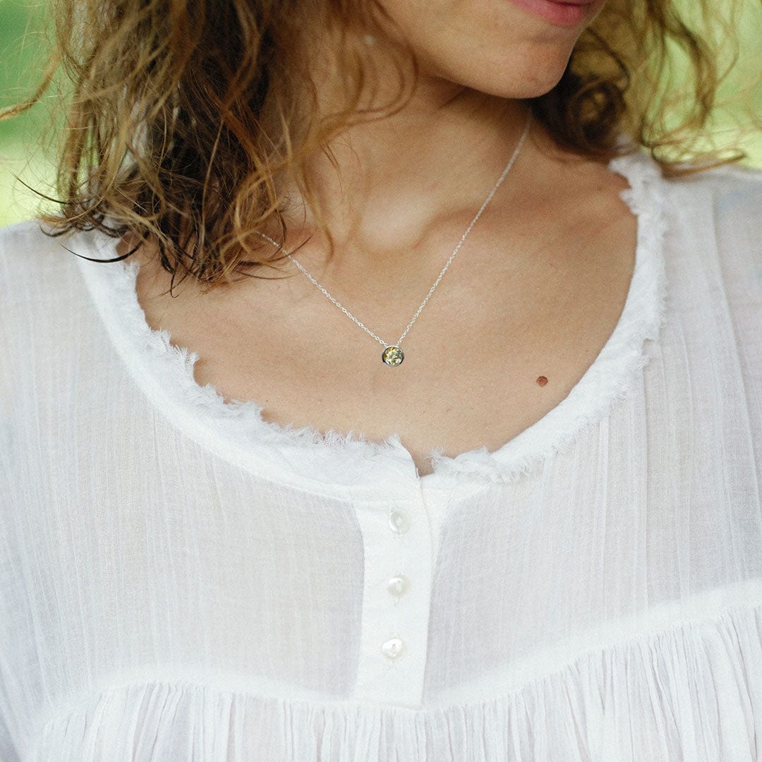 Round Citrine Sterling Silver Slide Pendant Necklace