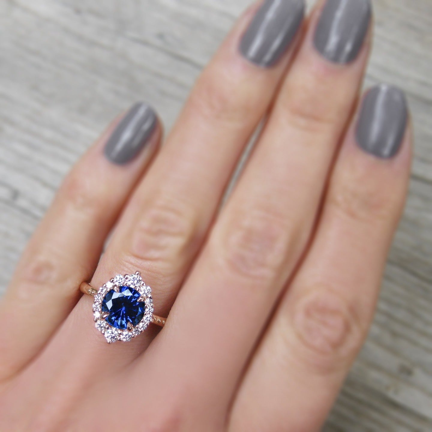 ・EMERSON・Blue Sapphire Center, Diamond Halo (2.13ctw+)