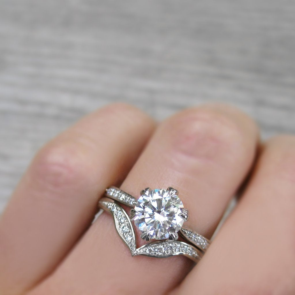 ・CAMILLE・Lab-Grown Diamond (VVS2/G), Twig Textured Diamond Band, (1.25ct Center)