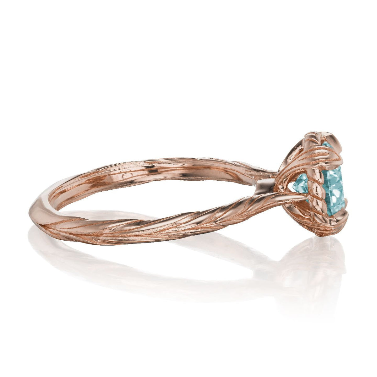 ・SIENNA・Aqua-Teal Iconic™ Moissanite, Willow Leaf Band (1.25ct)