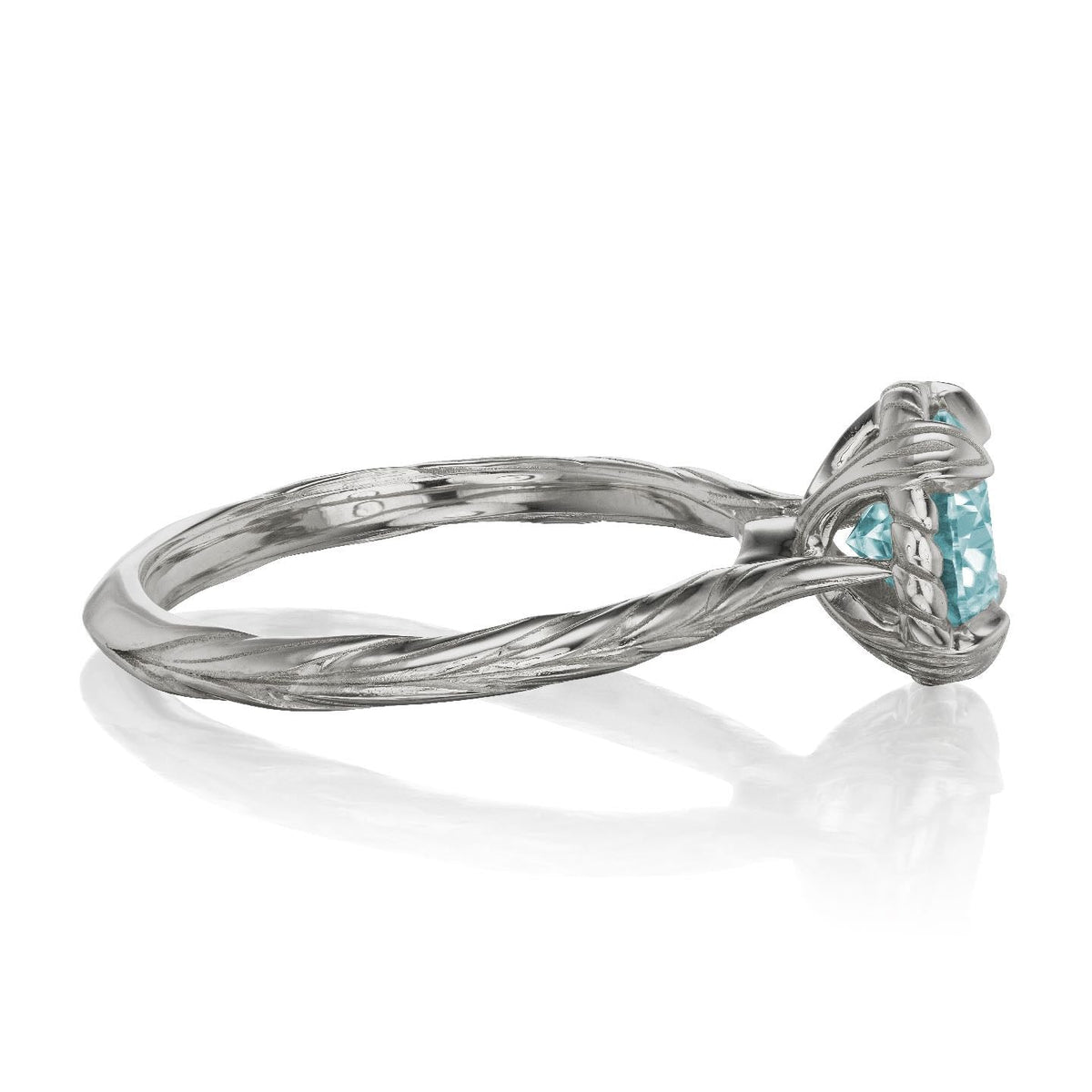 ・SIENNA・Aqua-Teal Iconic™ Moissanite, Willow Leaf Band (1.25ct)