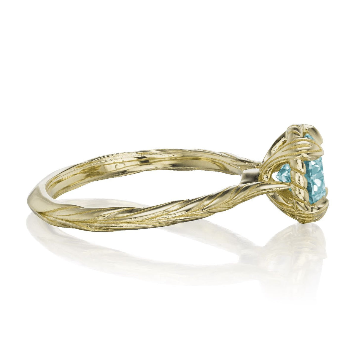 ・SIENNA・Aqua-Teal Iconic™ Moissanite, Willow Leaf Band (1.25ct)
