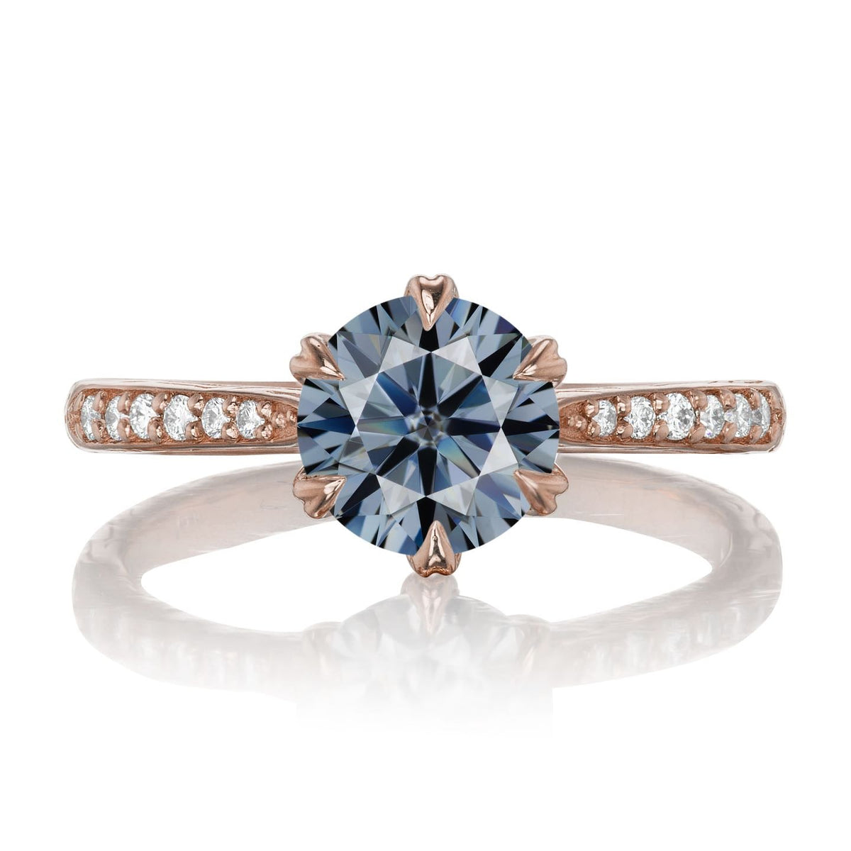 ・CAMILLE・Iconic™ Grey Moissanite, Twig Textured Diamond Band (1.25ct Center)
