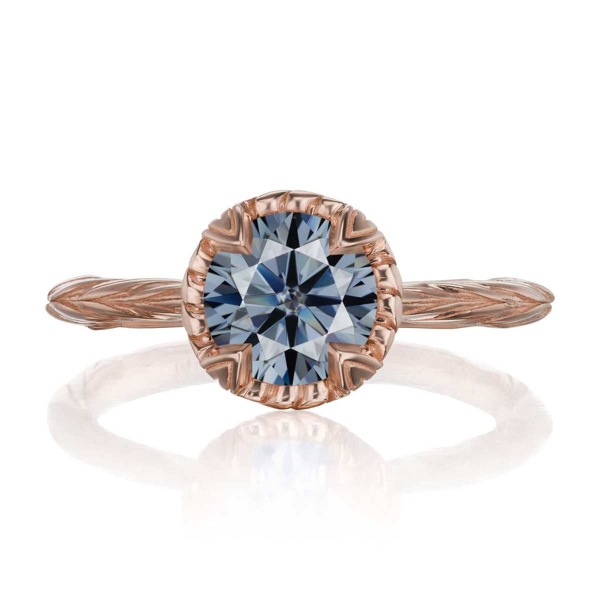 ・SIENNA・Iconic™ Grey Moissanite, Willow Leaf Band (1.25ct)