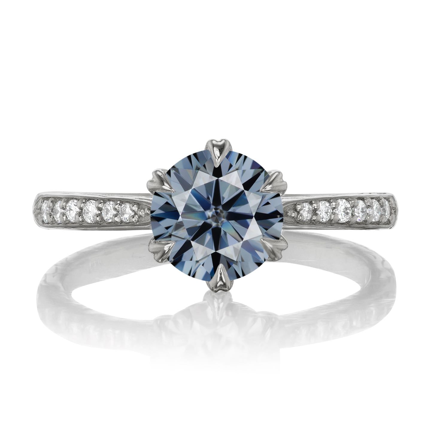 ・CAMILLE・Iconic™ Grey Moissanite, Twig Textured Diamond Band (1.25ct Center)