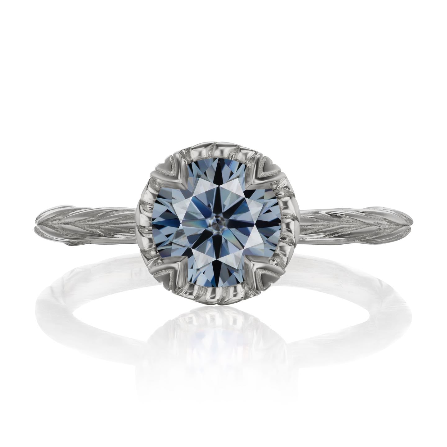 ・SIENNA・Iconic™ Grey Moissanite, Willow Leaf Band (1.25ct)