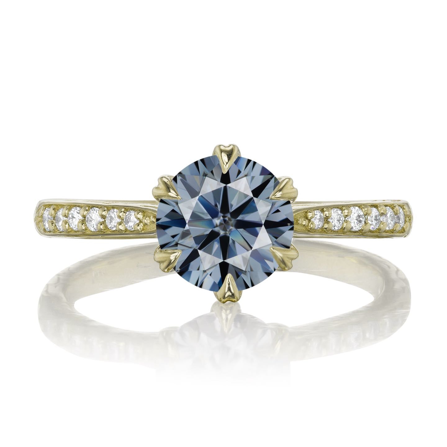 ・CAMILLE・Iconic™ Grey Moissanite, Twig Textured Diamond Band (1.25ct Center)