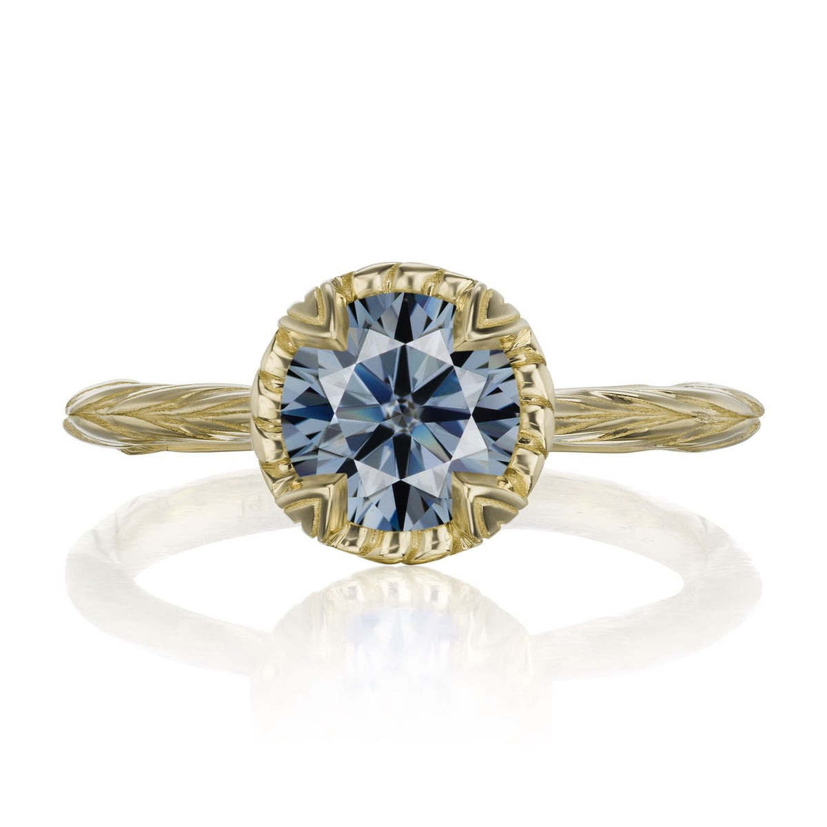 ・SIENNA・Iconic™ Grey Moissanite, Willow Leaf Band (1.25ct)