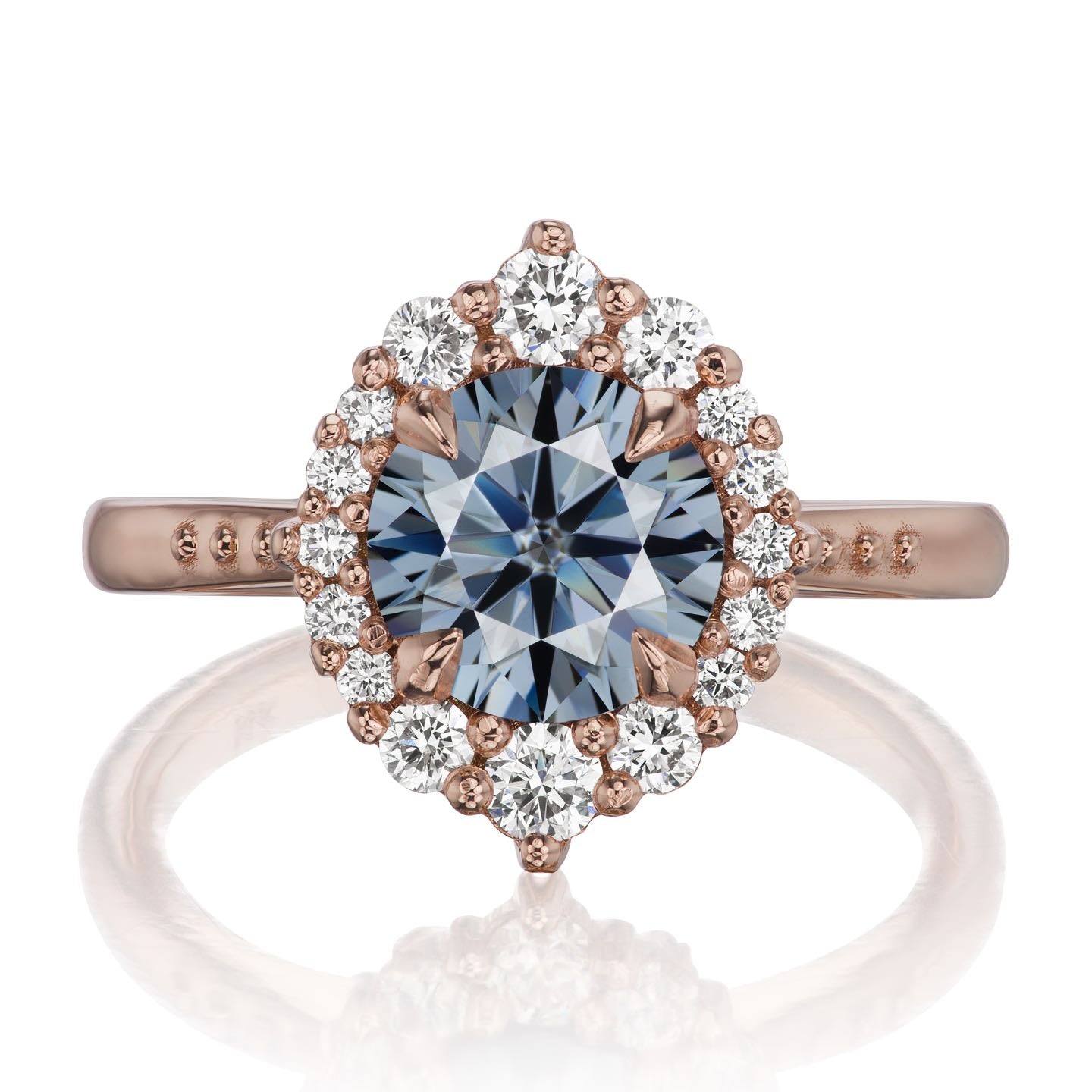 ・EMERSON・Iconic™ Grey Moissanite Center, Diamond Halo (1.93ctw+)