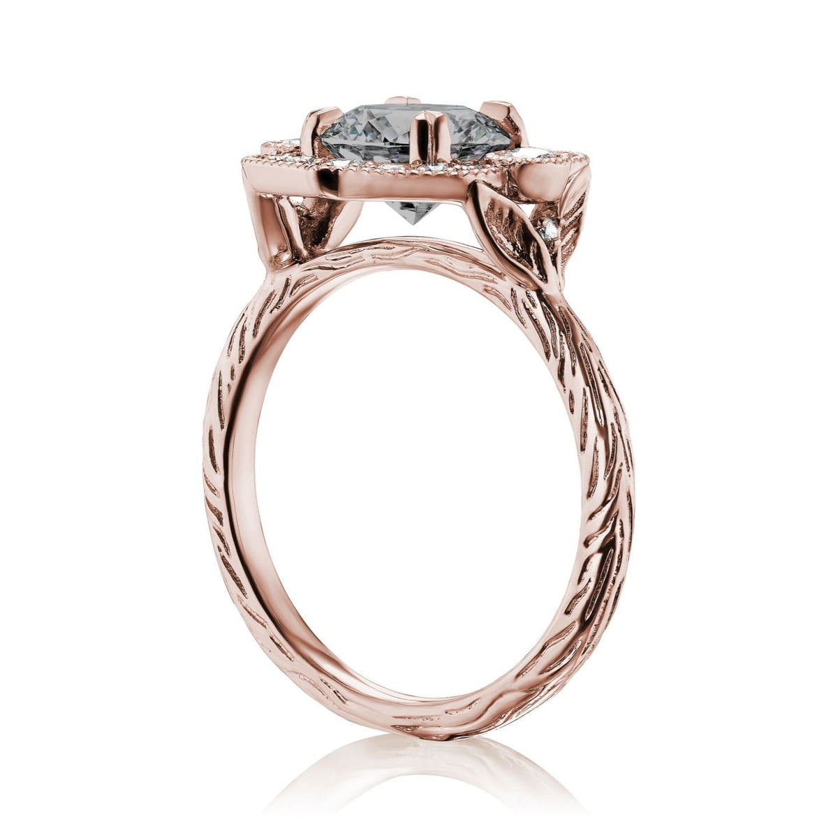 ・SADIE・Iconic™ Grey Moissanite Center, Diamond Halo (1.55ctw)
