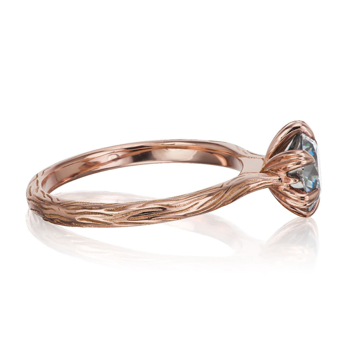 ・VIOLET・Iconic™ Grey Moissanite, Twig Textured Band (1.25ct Center)