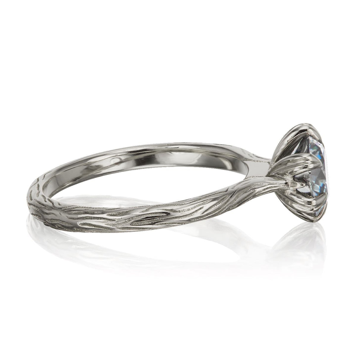 ・VIOLET・Iconic™ Grey Moissanite, Twig Textured Band (1.25ct Center)