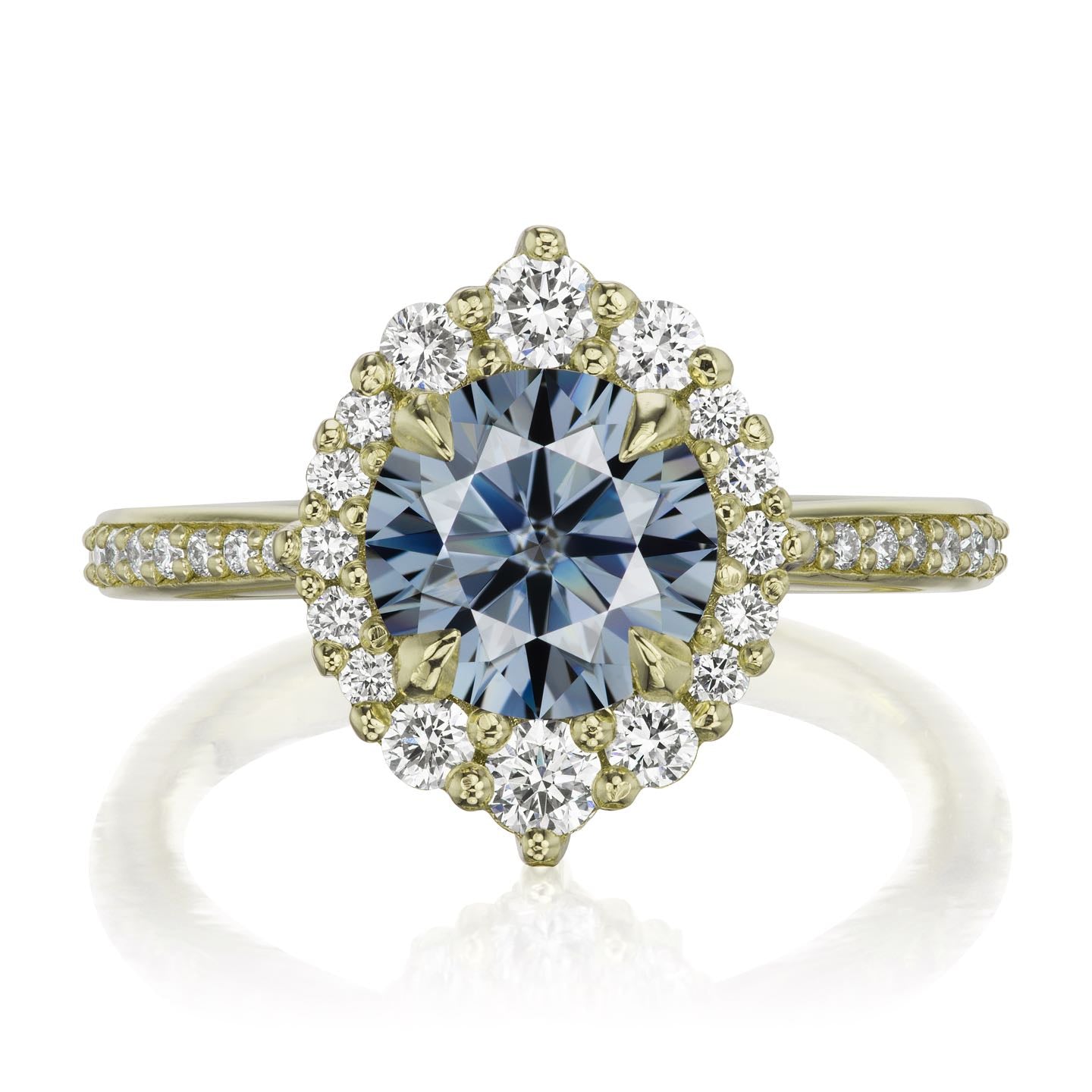 ・EMERSON・Iconic™ Grey Moissanite Center, Diamond Halo (1.58ctw+)