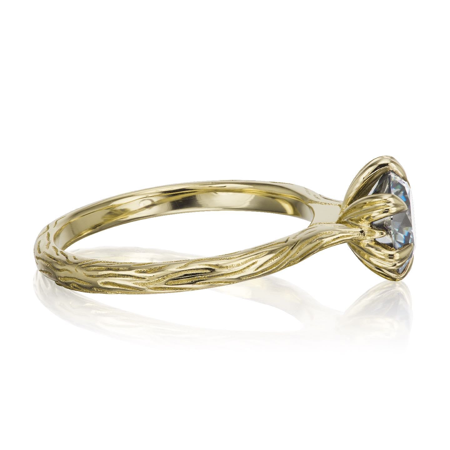 ・VIOLET・Iconic™ Grey Moissanite, Twig Textured Band (1.25ct Center)