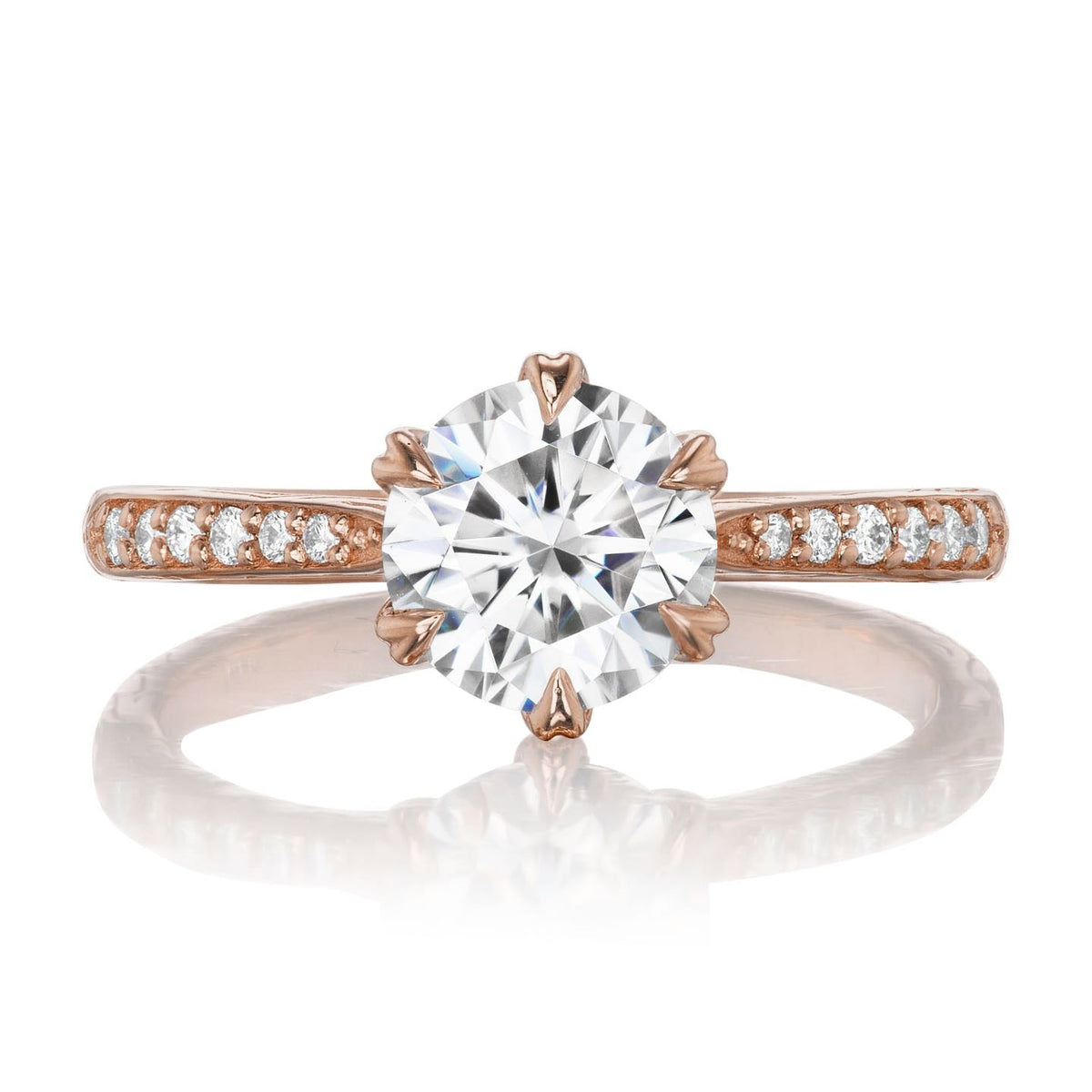 ・CAMILLE・Moissanite Center, Twig Textured Diamond Band (1.25ct Center)
