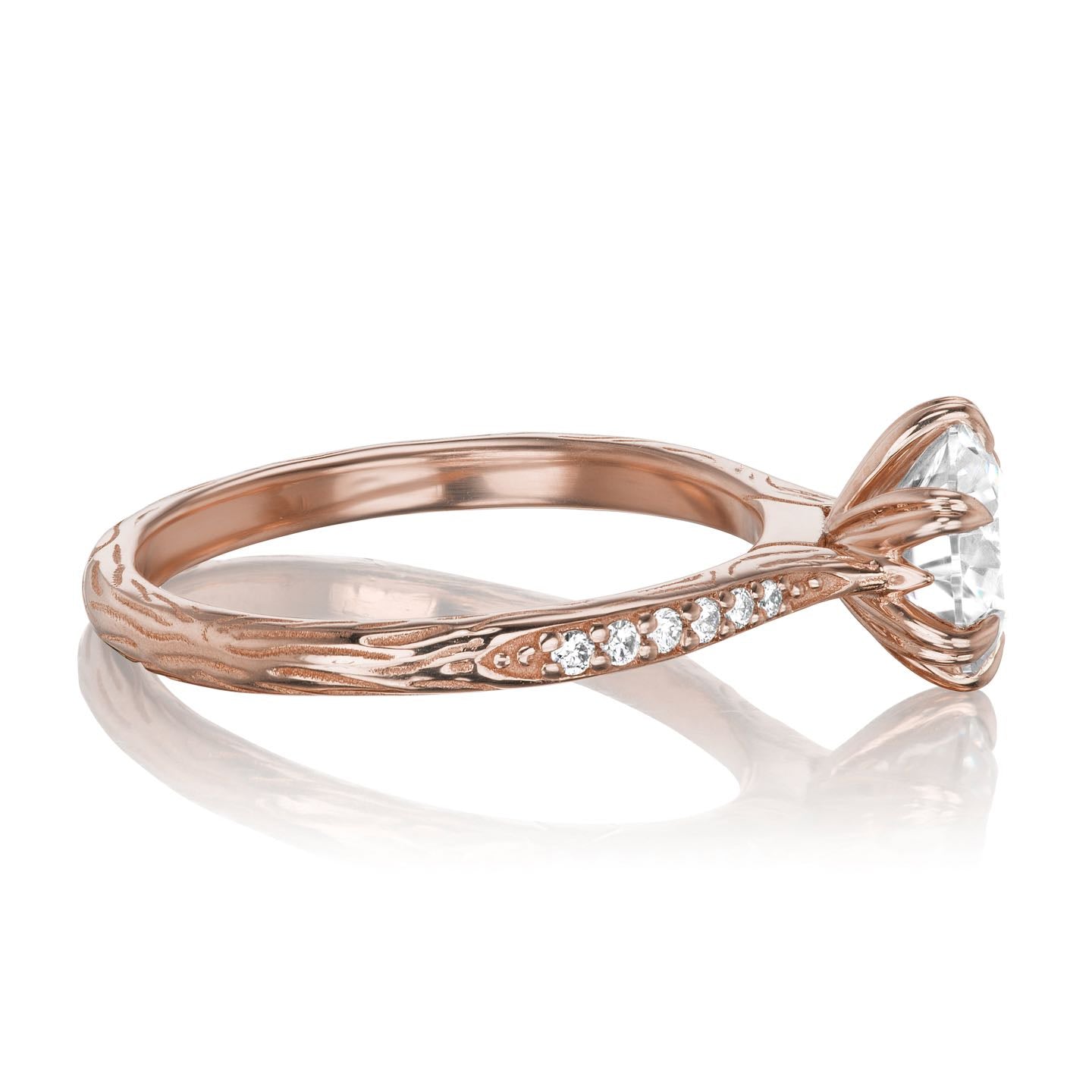 ・CAMILLE・Moissanite Center, Twig Textured Diamond Band (1ct Center)