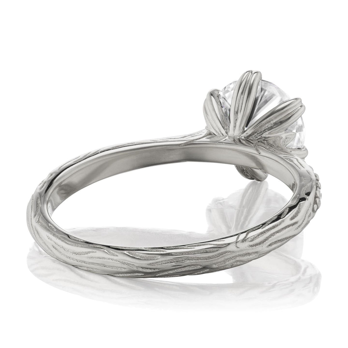 ・CAMILLE・Moissanite Center, Twig Textured Diamond Band (1ct Center)